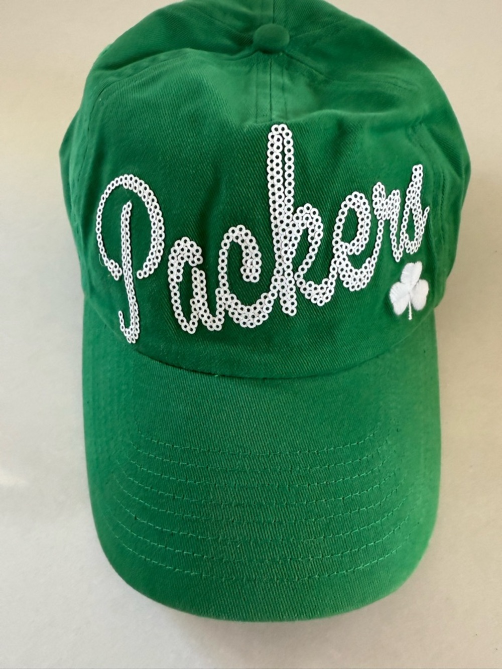 47 Women's Green Bay Packers Green Cap with White 'Packers' Script and Shamrock
